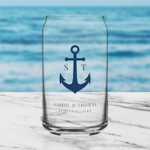 Benutzerdefinierte Farben Monogramm Anker Hochzeit Dosenglas