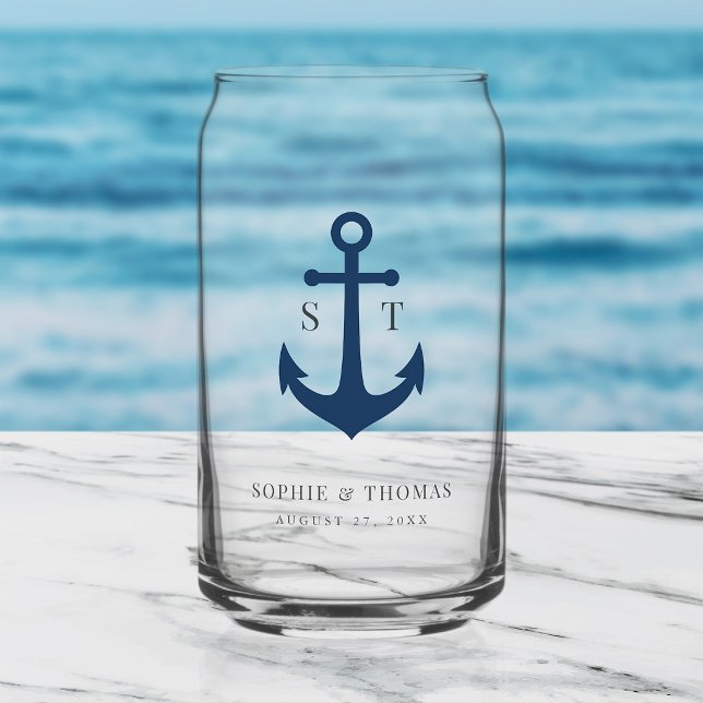 Benutzerdefinierte Farben Monogramm Anker Hochzeit Dosenglas (Von Creator hochgeladen)