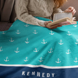 Benutzerdefinierte Farben Name Nautical Anchor Fleecedecke