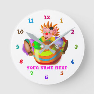 Benutzerdefinierte Farben und Text-Happy Clown Clo Runde Wanduhr