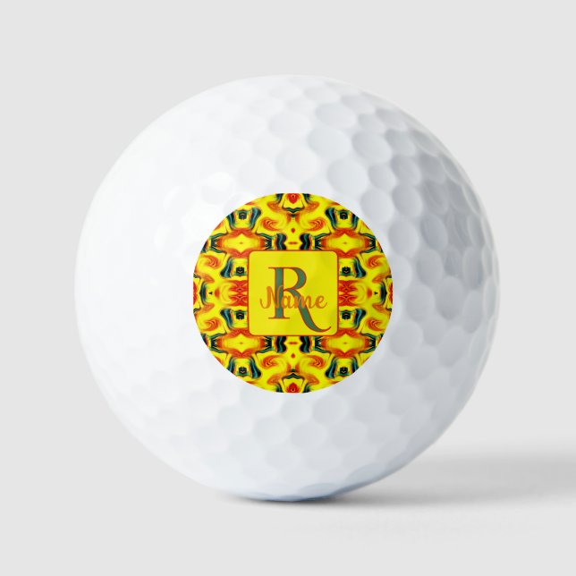 Benutzerdefinierte farbenfrohe Kunst-Monogramm Ihr Golfball (Vorderseite)