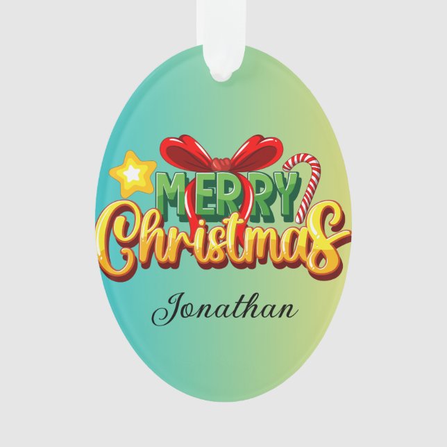 Benutzerdefinierte farbige Gradientengrün Xmas Ornament (Vorderseite)