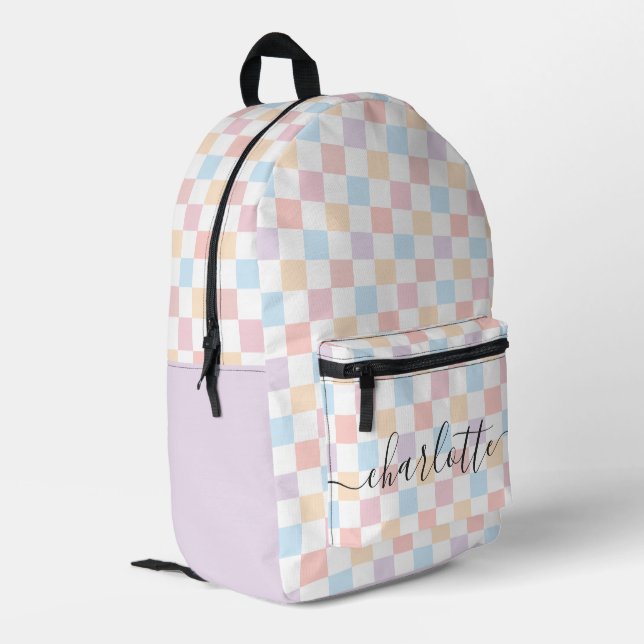 Benutzerdefinierte farbige Pastellfarben Prüfmuste Bedruckter Rucksack (Rückseitige Ecke links)