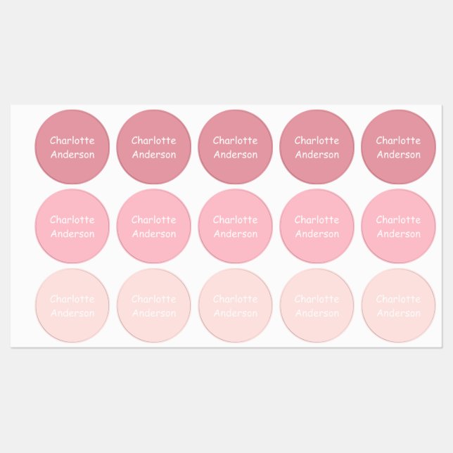 Benutzerdefinierte Farbtöne von Pink Kid's Names L Etiketten (Blatt)