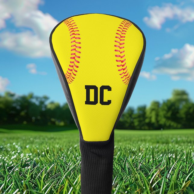 Benutzerdefinierte FastpechSoftballnummer oder Buc Golf Headcover (Personalized softball themed golf driver head cover with custom text.)