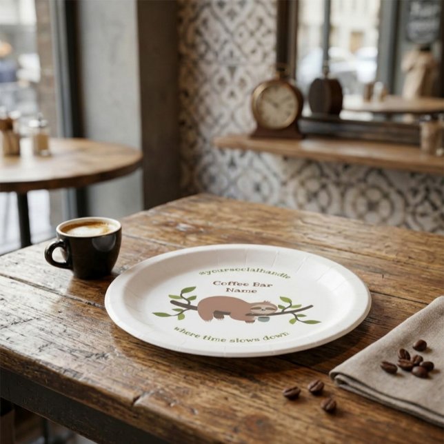 Benutzerdefinierte Faultier-Coffee-Bar  Pappteller (Von Creator hochgeladen)