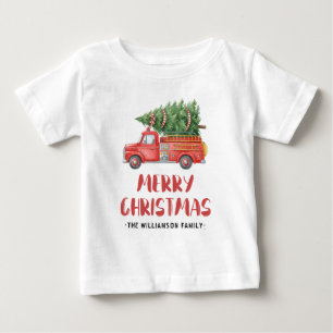 Benutzerdefinierte Feuerwehrfamilie Weihnachten Ro Baby T-shirt