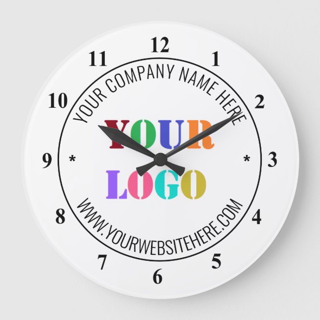 Benutzerdefinierte Firmenlogo-Textuhr Design für s Große Wanduhr (Vorderseite)