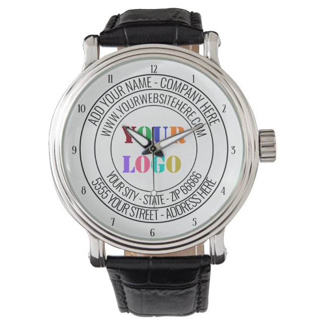 Benutzerdefinierte Firmenlogos und Text-Business-Ü Armbanduhr (Vorderseite)