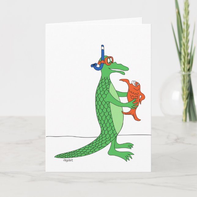 Benutzerdefinierte Fishy Alligator-Karte Karte (Vorderseite)