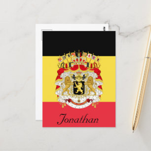 Benutzerdefinierte Flagge Belgiens Schwarzes Gelb Postkarte