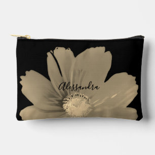 Benutzerdefinierte Florale Schwarz Gold Aquarell W Zubehörtasche