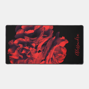 Benutzerdefinierte Florale Schwarze Rote Rosen Bot Schreibtischunterlage