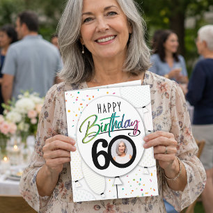 Benutzerdefinierte Foto-Ballons zum 60. Geburtstag Karte