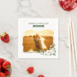 Benutzerdefinierte Foto-Blumen-Hochzeitsservietten Serviette