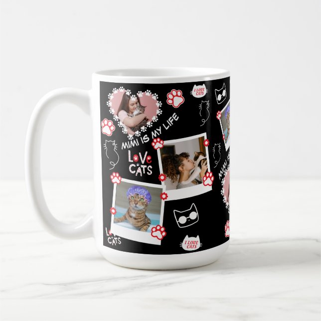 Benutzerdefinierte Foto-Cat-Oberfläche Collage Tas Kaffeetasse (Links)