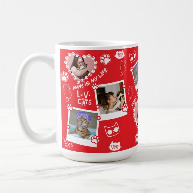 Benutzerdefinierte Foto-Cat-Oberfläche Collage Tas Kaffeetasse (Links)
