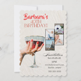 Benutzerdefinierte Foto-Cocktail-Einladung zum 40. Save The Date