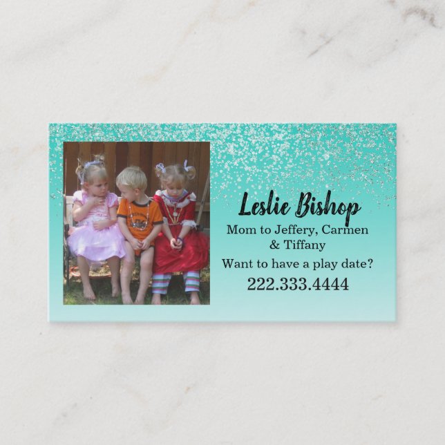 Benutzerdefinierte Foto Glittery Mommy Card Telefonnummerkarte (Vorderseite)