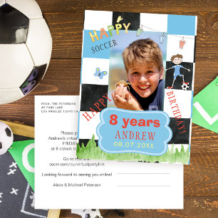 Benutzerdefinierte Foto-Kinder-Fußball-Virtual-Geb Einladungspostkarte