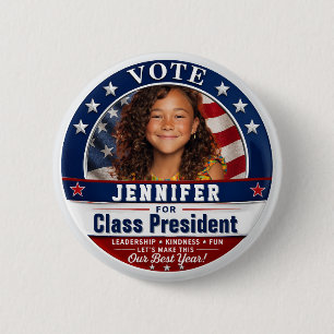 Benutzerdefinierte Foto-Klassensprecher-Wahlkampag Button