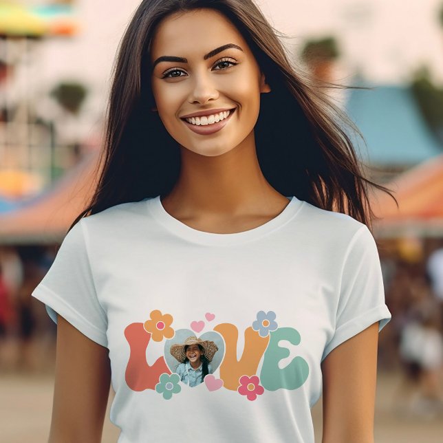 Benutzerdefinierte Foto Liebe Herz Blume Hippie T-Shirt (Von Creator hochgeladen)