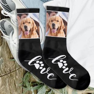 Benutzerdefinierte Foto-Liebe Paw Print Dog Socken
