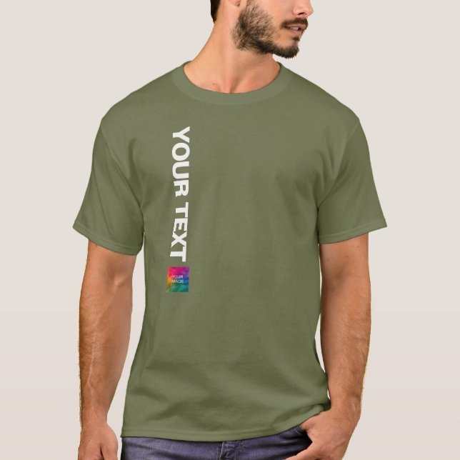 Benutzerdefinierte Foto- oder Logo-Ermüdung Grüne  T-Shirt (Vorderseite)