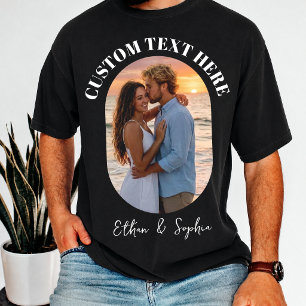 Benutzerdefinierte Foto-Paar- und Text-Hochzeits-O T-Shirt