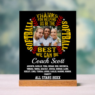 Benutzerdefinierte Foto-Softball-Coach-Teamaufste Acrylschild