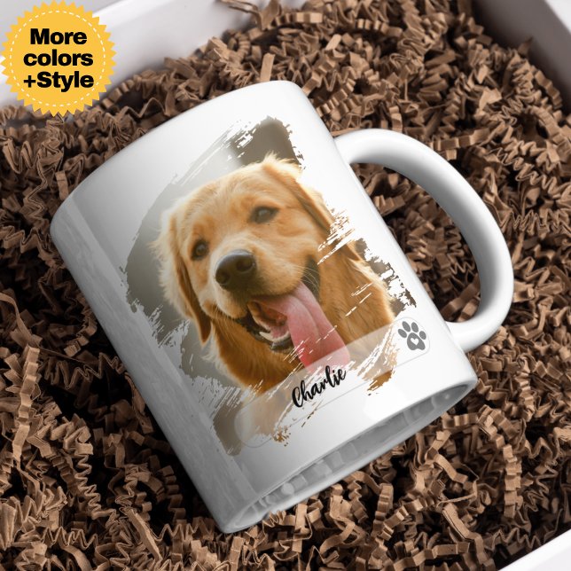Benutzerdefinierte Foto-Tasse mit Namen - Moderne  Kaffeetasse (Custom Pet Photo Mug with Name – Modern Typography)