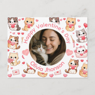 Benutzerdefinierte Foto Valentinstag Katzenliebhab Postkarte