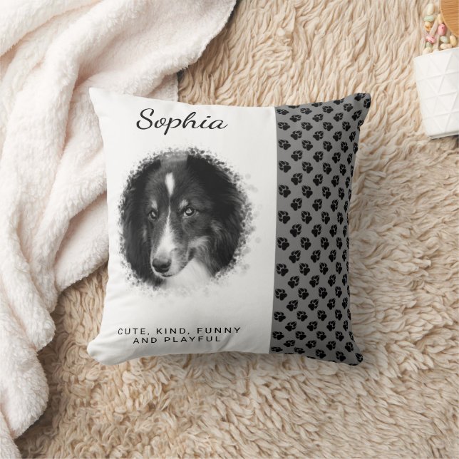 Benutzerdefinierte Foto-Vorlage und schwarze Paws  Kissen (Decke)
