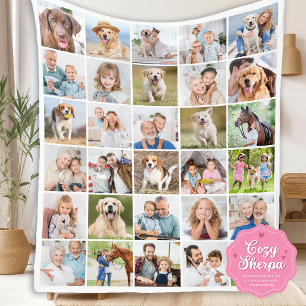 Benutzerdefinierte Fotocollage 30 Familie Freunde  Sherpadecke