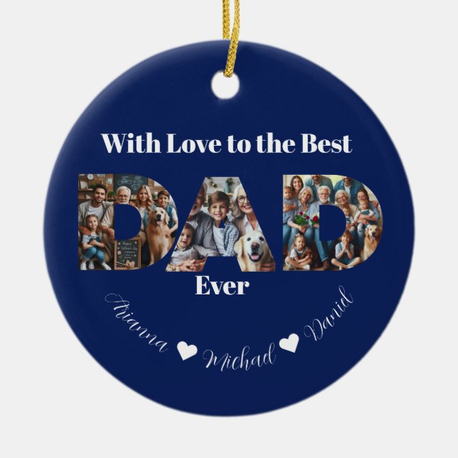 Benutzerdefinierte FotoCollage | Bester Vater je Keramik Ornament (Vorne)