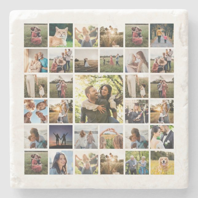 Benutzerdefinierte FotoCollage Steinuntersetzer (Vorderseite)