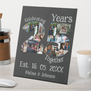 Benutzerdefinierte Fotocollage zum 25. Hochzeitsta Sockelschild