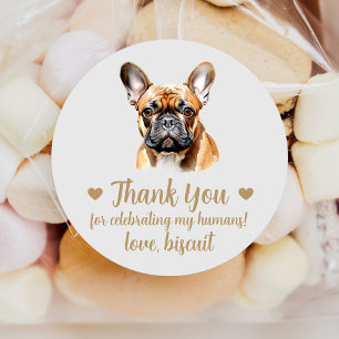 Benutzerdefinierte Französische Bulldogge Hochzeit Runder Aufkleber