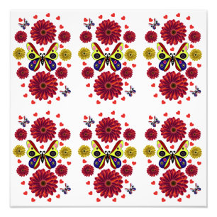 Benutzerdefinierte Frühlings Schmetterling Blumen  Fotodruck