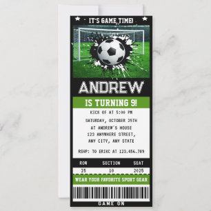 Benutzerdefinierte Fußball-Ticket-Geburtstagsartik Einladung