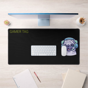 Benutzerdefinierte Gamer Pug Acid Green Black Schr Schreibtischunterlage