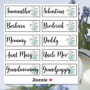 Benutzerdefinierte Gästeliste 10 Namen Forget-me-n Aufkleber