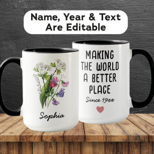 Benutzerdefinierte Geburtsblume Mai - Personalisie Tasse