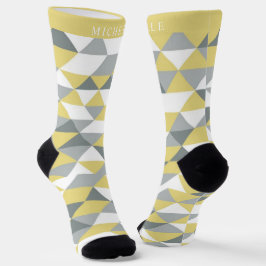 Benutzerdefinierte Gelb Weiß Grau Formen Geometris Socken