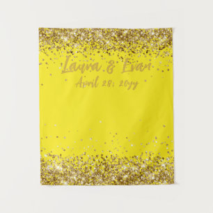 Benutzerdefinierte gelbe und goldene Glitter-Hochz Wandteppich