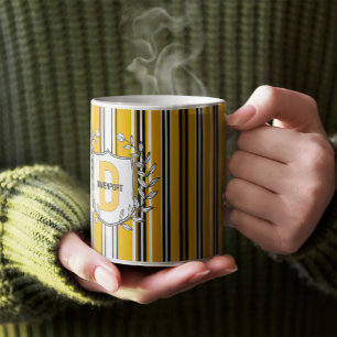Benutzerdefinierte gelbe, weiße Streifen Kaffeetasse