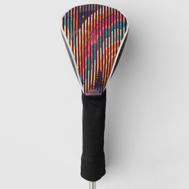 Benutzerdefinierte gestreifte Fantasy-Driver-Golfk Golf Headcover (Vorderseite)