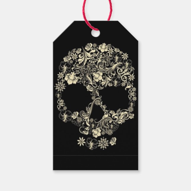 Benutzerdefinierte Gift Tags BLUME SKULL Geschenkanhänger (Vorderseite)