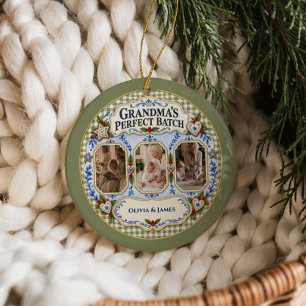 Benutzerdefinierte Gingham Omas perfekte Charge Fo Keramik Ornament