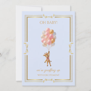 Benutzerdefinierte Giraffe rosa Ballons Baby Showe Einladung